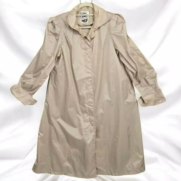 Vintage 70s Saxton Hall Khaki Brown Rain Coat Trench Jacket Spring Neutral Small